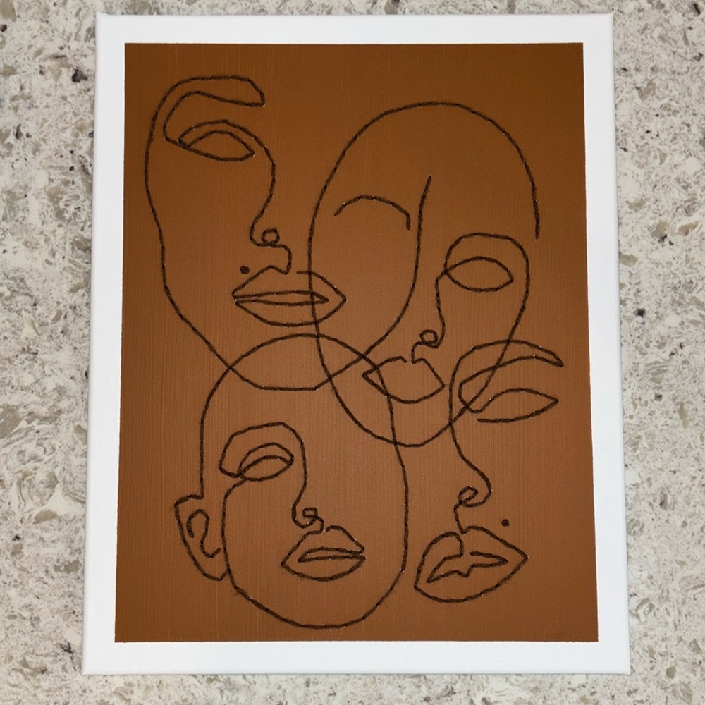 Original Art Work. Paint and Embroidery. Signed